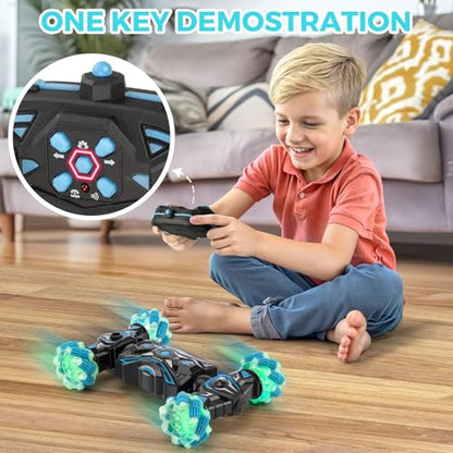 Gesture Sensing RC Stunt Car, Remote Control Car Toys for Boys 6-8-12, 360° Rotating 4WD Twist Cars with Light Music & Spray, Birthday Xmas Gifts for Kids Age 6 7 8 9 10 11 12, 2.4Ghz Hand Controlled