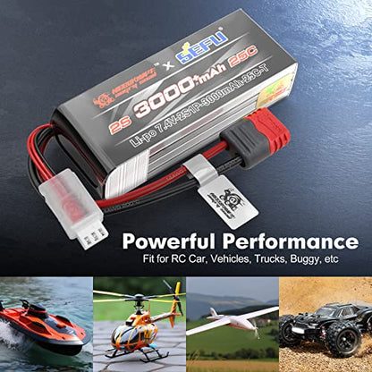 HYPER GO Angry Snail 2S3000 RC Car Upgrade Accessories 2S 7.4V 3000 mAh 25C LiPo Battery, Spare Parts RC Battery All 1/12 1/14 1/16 Scale