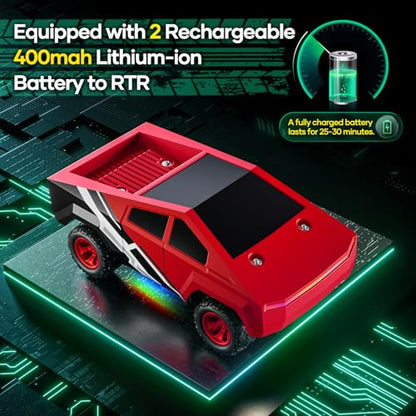 HOMETALL Remote Control Car RC Trucks - 2WD RC Truck Toy RC Cars for All Terrain, 1/24 Scale Pick-up Hobby Monster Truck Toys 2.4GHz Off-Road Vehicles Kids Gifts for Boys/Girls Age 3+, Red - color: Red