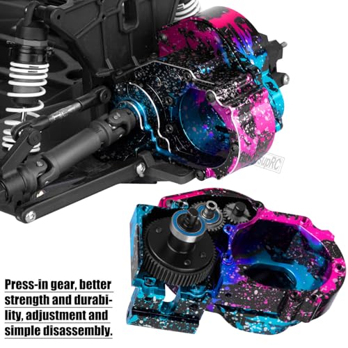 Metal Magnum 272R Assembled Transmission Upgrades Part for 1/10 Slash/Rustler/Stampede/Bandit 2WD VXL,Gearbox Transmission Bundle with Tooth Spur Gear Hops Up. #9495 Pink&Blue - color: Pink&blue(for 1/10)
