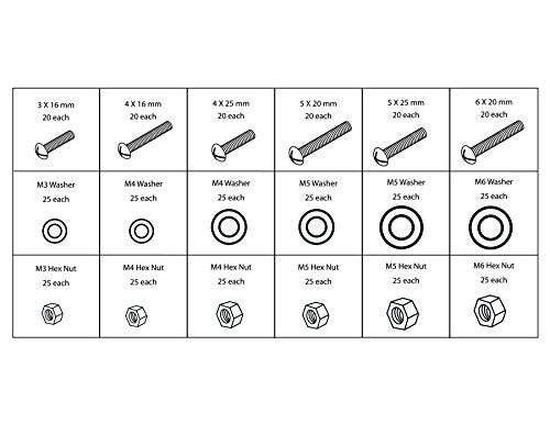 Performance Tool W5226 1200-Piece SAE/Metric Nut and Bolt Assortment Kit | Includes 360 machine screws, 840 nuts, bolts and washers in one kit. Labeled mountable rack with handle. Storage container