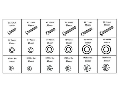Performance Tool W5226 1200-Piece SAE/Metric Nut and Bolt Assortment Kit | Includes 360 machine screws, 840 nuts, bolts and washers in one kit. Labeled mountable rack with handle. Storage container