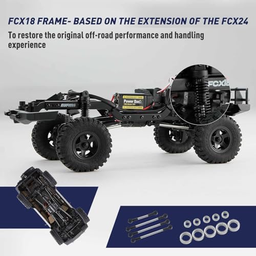 FCX18S FMS RC Crawler Toyota Cruiser 1/18 LC80 S Offroad Trucks 4X4 RC Rock Crawler with LED Lights for Adults (Grey) - color: Grey