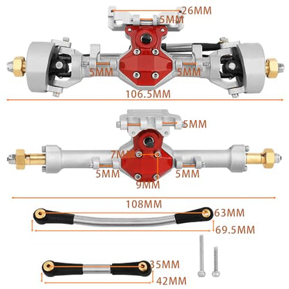 Diamond Shape SCX24 Aluminum Axle Upgrades for Axial SCX24 Deadbolt C10 JLU Gladiator Bronco 1/24 RC Crawler (Silver) - color: Silver