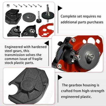SCX24 Complete Transmission Gearbox with Steel 0.3 Mod Transmission Gear for Axial SCX24 Deadbolt C10 JLU Gladiator Bronco 1/24 RC Crawler Car Upgrade, Enhanced Durability Reliability