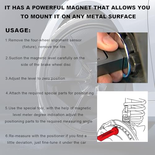 Adjustable Magnetic Gauge Tool, Auto Wheel Camber Castor Strut Alignment Pillar, Universal Alignment Gauge Tools Tire Repair Tool for Most SUV Truck RV, Car Accessories