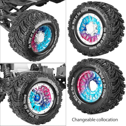 RC Truck Tires Wheel for 1/10 Big Rock Granite Vortek 3s / Stampede Rustler RC Car,4-Pack RC Wheels Tires,Colour - color: Colour- (Rc Tires Wheel)