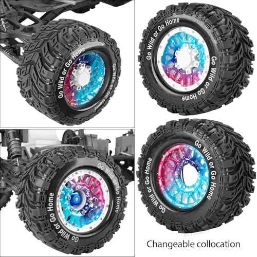 RC Truck Tires Wheel for 1/10 Big Rock Granite Vortek 3s / Stampede Rustler RC Car,4-Pack RC Wheels Tires,Colour - color: Colour- (Rc Tires Wheel)
