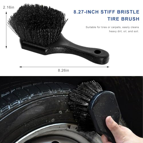 Car Wheel & Tire Brush Set, Soft & Stiff Bristle Cleaner Microfiber Rim Detailing Brush, Scratch Free Wheel Brushes Exterior Surface Cleaning Tool for Cars Trucks Motorcycles