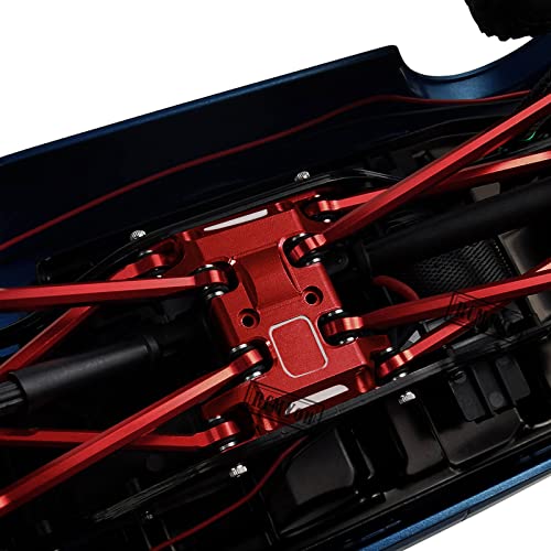 RC Upgrades Part High Clearance Chassis Links & Skid Plate & Steering Rod Tie Links for 1/24 SCX24 Bronco AXI00001 C10 AXI00002 JLU 1/24 RC Crawler（Red）