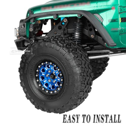 RC 1.9 Beadlock Tires 1.9 Wheels and Tires for 1/10 RC Crawler,TRX6 TRX4 AX103007 SCX10 90046 D90 Gen7 8 MST VS4-10,Aluminium Alloy 1.9 RC Wheel Rims & Rubber Tyre,Navy Blue - color: Navy Blue(4pcs)