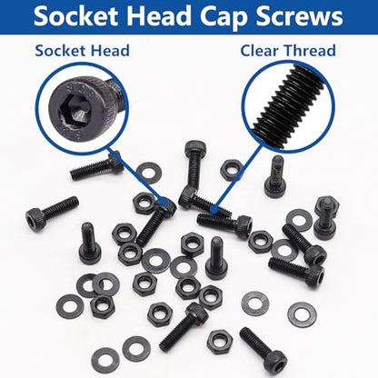 285PCS M3 x 6mm Screws with Nuts and Washers, Hex Socket Head Cap Screws 12.9 Grade Alloy Steel M3 Bolts with Hex Wrench - size: M3 x 6mm, style: Socket Head