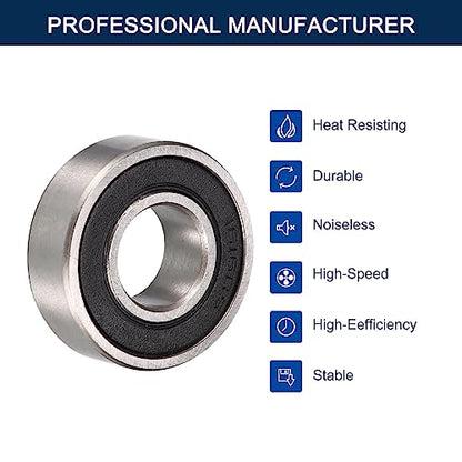 1616-2RS Deep Groove Ball Bearings, ID 1/2" x OD 1-1/8" x Width 3/8" Double Rubber Sealed Ball Bearing Pre-Lubricated Chrome Steel Z2 Lever 10pcs - size: 1616-2RS 1/2"x1-1/8"x3/8"