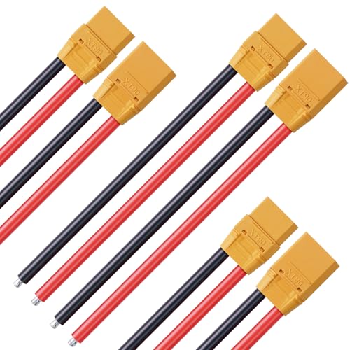 3 Pairs XT90 XT90H Connector Plug Cable, XT90H Plug Male and Female Connector 150mm 10AWG Silicon Wire for RC Lipo Battery FPV Racing Drone Car Boat - size: XT90H-15cm 10AWG