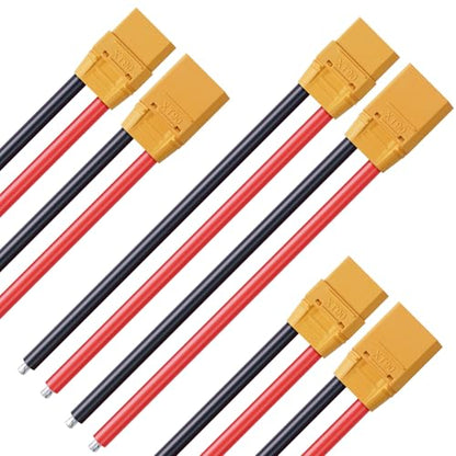 3 Pairs XT90 XT90H Connector Plug Cable, XT90H Plug Male and Female Connector 150mm 10AWG Silicon Wire for RC Lipo Battery FPV Racing Drone Car Boat - size: XT90H-15cm 10AWG