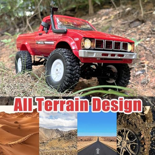 RC Truck WPL C24 RC Crawler 1/16 Scale Off Road RTR | Remote Control Rock Crawler 4x4 Pickup Truck All Terrain LED Light Proportional Throttle Steering Hobby Toy Adult