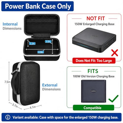 Power Bank Case for Anker Prime 26250/27650/25000/20100mAh/737,Black | Hard Fabric Shell, Splash-proof; Velcro Adjustable Divider + Mesh Zip Pocket,Handle,for Travel, Commute, Outdoor,Box Only - style: For Power Bank Only