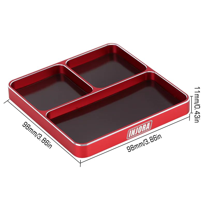 INJORA Screw Tray Nut Gasket Storage Tool for RC Car Boat Airplane Models,CNC Aluminium(Red) - color: Red