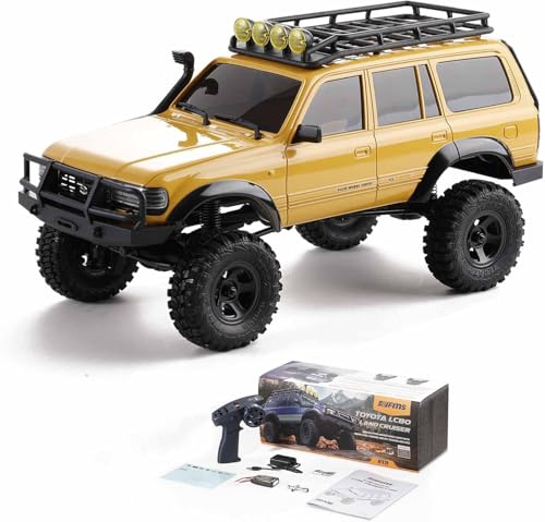 FCX18S FMS RC Crawler Toyota Cruiser 1/18 LC80 S Offroad Trucks 4X4 RC Rock Crawler with LED Lights for Adults (Yellow) - color: Yellow