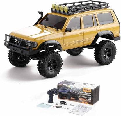 FCX18S FMS RC Crawler Toyota Cruiser 1/18 LC80 S Offroad Trucks 4X4 RC Rock Crawler with LED Lights for Adults (Yellow) - color: Yellow
