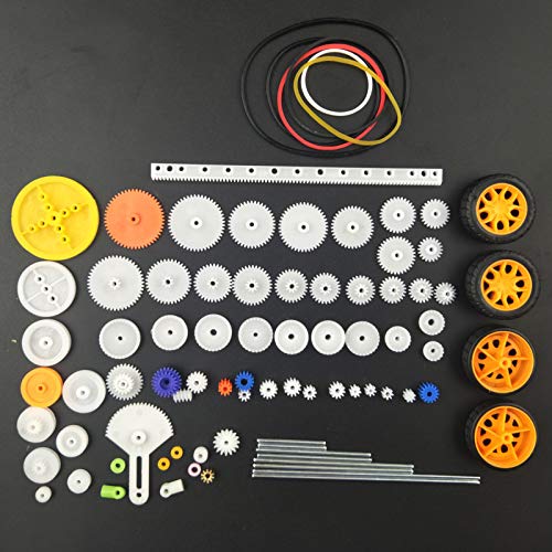 EUDAX 82 pcs Plastic Gear Package Kit - DIY Gear Assortment Accessories Set for Toy Motor Car Robot Various Axle Belt Bushings