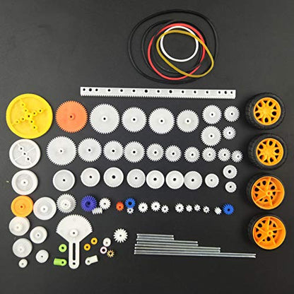 EUDAX 82 pcs Plastic Gear Package Kit - DIY Gear Assortment Accessories Set for Toy Motor Car Robot Various Axle Belt Bushings