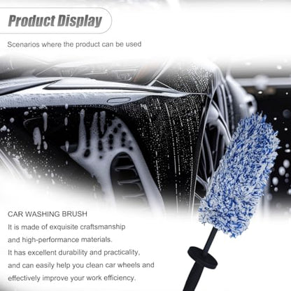 ZIMISI Car Wheel Cleaner Brush, Soft Microfiber Wheel Rim Cleaner, Non Scratch Car Detailing Brush, Highly Water Absorption & Removable Tire Brush, Vehicle Rim Wash Tool (Blue) - color: Blue