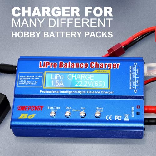 B6 Lipo Battery Balance Charger 80W Discharger for NiMH/NiCd (1-15S) LiPo/Li-ion/Life Battery (1-6S) RC Hobby Batteries Balance Charger with AC Power Supply