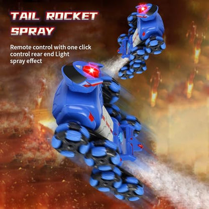 Remote Control Car, Gesture Sensing RC Stunt Car, 8WD Transform Robotdog Climbing Toys with Spary and Light, 360° Rotating, 2.4GHz 8 Wheels RC Cars with 3 Batteries (Blue) - color: Blue, size: 3 Batteries