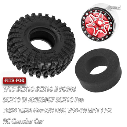 1.9 Wheels and Tires for 1/10 TRX4 TRX6 SCX10 SCX10 II 90046 SCX10 III AXI03007 SCX10 Pro Gen7/8 D90 VS4-10 MST CFX RC Crawler Car,Aluminium RC 1.9 Beadlock Wheels and Rubber Tires,Red - color: Red - (4pcs Wheels and Tires)