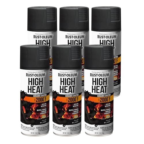 Rust-Oleum Automotive High Heat Spray Paint, Flat Black - color: Flat Black, size: 12 Ounce (Pack of 6)