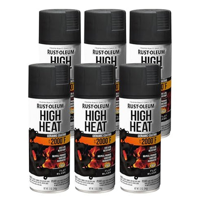 Rust-Oleum Automotive High Heat Spray Paint, Flat Black - color: Flat Black, size: 12 Ounce (Pack of 6)
