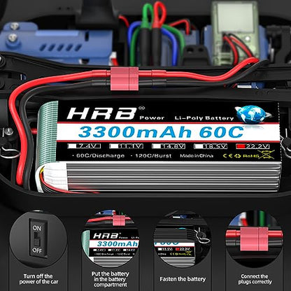 HRB 6S 3300mAh Lipo Battery T 22.2V 60C Compatible with RC Plane