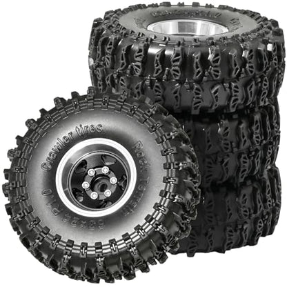 1.0 Beadlock Wheels and Tires Set 4PCS, All Terrain Soft Tires with CNC Aluminum Beadlock Wheels, Compatible with Traxxas TRX4M, Axial SCX24, FMS FCX24 FCX18, AX24, 1/18 1/24 RC Crawlers - color: Black