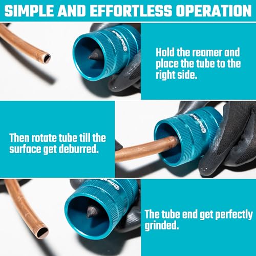 DURATECH Inner & Outer Tubing and Pipe Reamer, Pipe Deburring Tool | Pipe Blevering Tool, Ideal for Copper, Stainless Steel, PVC, Brass, Aluminum, Soft Metal Pipes from 1/4" to 1-1/4" O.D. - size: Small