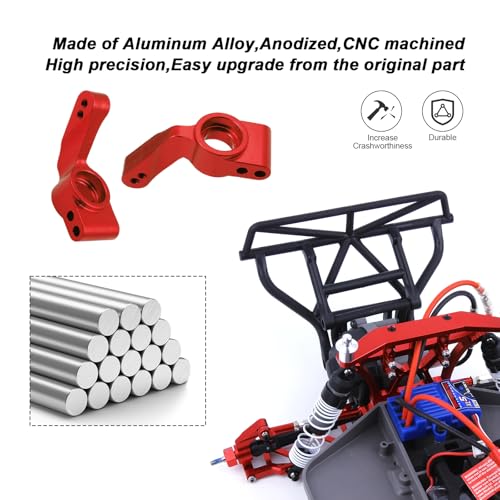 HobbyPark Aluminum Rear Stub Axle Carrier Upgrade Parts for 1/10 Traxxas Slash 2WD Stampede 2WD Rustler Bandit Replacement of 3752 - color: Red
