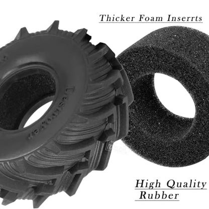 RC Full Brass 1.0in Dually Beadlock RC Wheel RC Tires for 1/24 1/18 SCX24 Trx4m Axial RC Crawler,1.0 RC Metal Wheel Hub Rim RC Truck Tires 4pcs