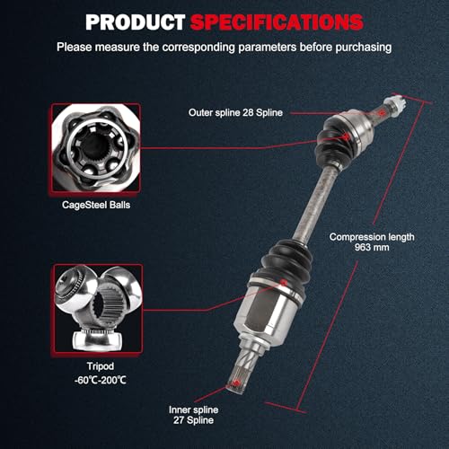 CCIYU CV Axle Shaft Assembly for Jeep Patriot/Compass 2007-2017 | CV Shaft for Dodge Caliber 2007-2012 – Front Left Driver Side, 4WD/FWD, Automatic CVT/Manual - Replace# 66-3511 - size: 17-5783