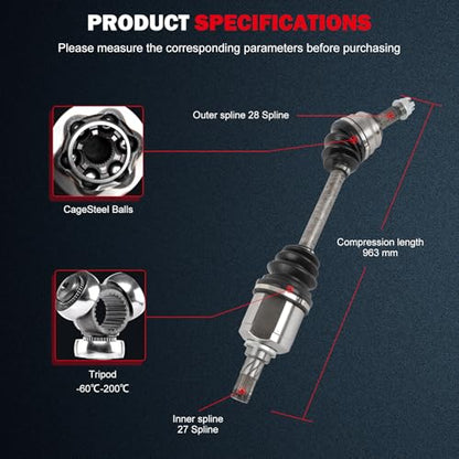CCIYU CV Axle Shaft Assembly for Jeep Patriot/Compass 2007-2017 | CV Shaft for Dodge Caliber 2007-2012 – Front Left Driver Side, 4WD/FWD, Automatic CVT/Manual - Replace# 66-3511 - size: 17-5783