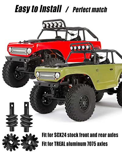 13T 14T Overdrive Worm Gear Set Fit for Axial SCX24 AX24 | Fit for C10 JLU Bronco Deadbolt 1/24 RC Crawler, Steel Differential Gear Upgrade Parts