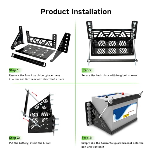 Universal Battery Box Mounting Tray Holder Bracket for RV Trailer | Heavy Duty, Bracket Relocation Kit, for Car Boat Truck, Stable, Durable Hold Down Mount for Outdoor Vehicles, Group 24 Tray