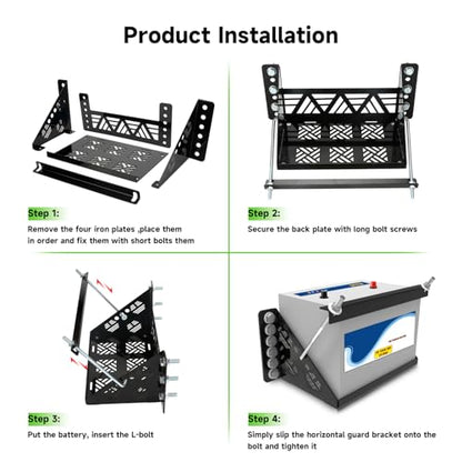 Universal Battery Box Mounting Tray Holder Bracket for RV Trailer | Heavy Duty, Bracket Relocation Kit, for Car Boat Truck, Stable, Durable Hold Down Mount for Outdoor Vehicles, Group 24 Tray