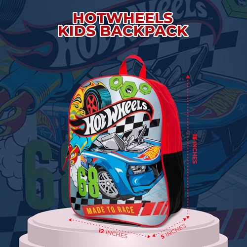 AI ACCESSORY INNOVATIONS HotWheels Backpack for Boys, 16" Race Car School Bag, Red - color: Hotwheels