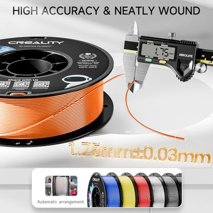 Official Creality PETG 3D Printer Filament 1.75mm 1KG (2.2lbs), High Precision, Strong Toughness, Odorless, Better Flow, Moistureproof 3D Printing CR PETG Filament, Orange | High Precision Strong Toughness, Odorless Better Flow Moistureproof 3D Printing E