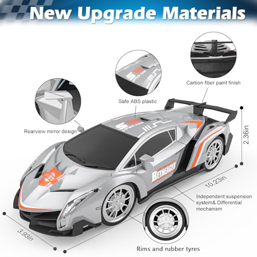 Growsland Remote Control Car RC Cars Xmas Gifts Toys for Kids 1/18 Electric Sport Racing Hobby Rc Crawler Toy Car Model Vehicle for Boys Girls Included Rechargable Batteries - color: Silver