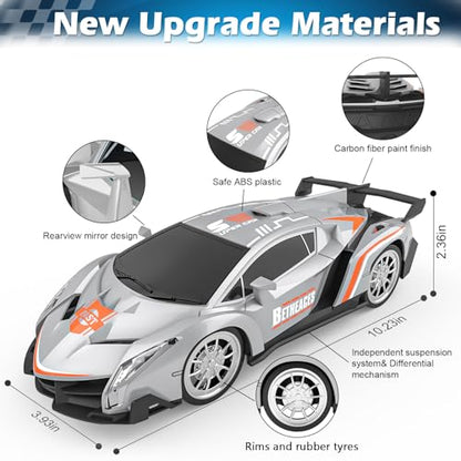 Growsland Remote Control Car RC Cars Xmas Gifts Toys for Kids 1/18 Electric Sport Racing Hobby Rc Crawler Toy Car Model Vehicle for Boys Girls Included Rechargable Batteries - color: Silver