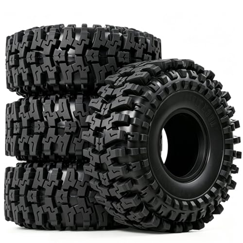 1.9 Inch RC Crawler Tires, Soft Rubber Mud Tyres with Foam Insert, 4PCS for 1/10 Rock Crawler TRX4 SCX10 D90 D110 Gen8