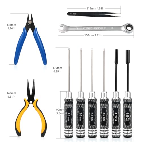 Portable Drone Tool Kit Set – Complete FPV Drone Repair & Maintenance Kit for RC Cars, Planes, Quadcopters, Compact & Durable Tool (Black)