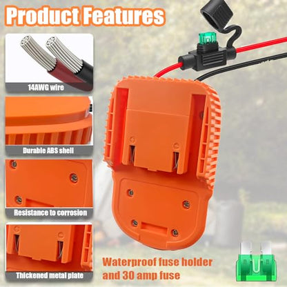 【2 Packs】 Power Wheel Adapter for AEG RIDGID 18V MAX Lithium Battery Adapter Power Wheels Battery Converter Kit with Fuses & Wire Terminals, 12AWG Wire, Power Connector for DIY Rc Car Toys - style: for AEG RIDGID Battery