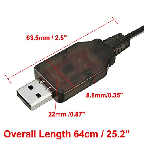 uxcell 2pcs L6.2-3P USB Power Charging Cable for RC 9.6V 200 mA Ni-MH Ni-CD | for RC Car, Ni-MH Ni-CD Battery